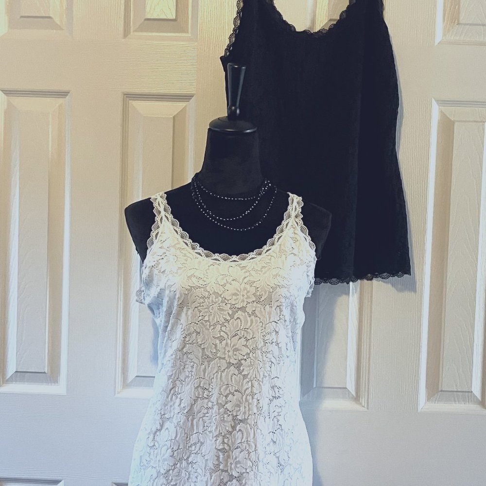 2 Soma Lace Camisoles  - 1 Black, 1 White